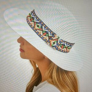 Aztec Band Straw Panama Sun Hat